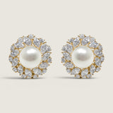 Pearl & Marquise Halo Button Earrings (6.08 TCW)