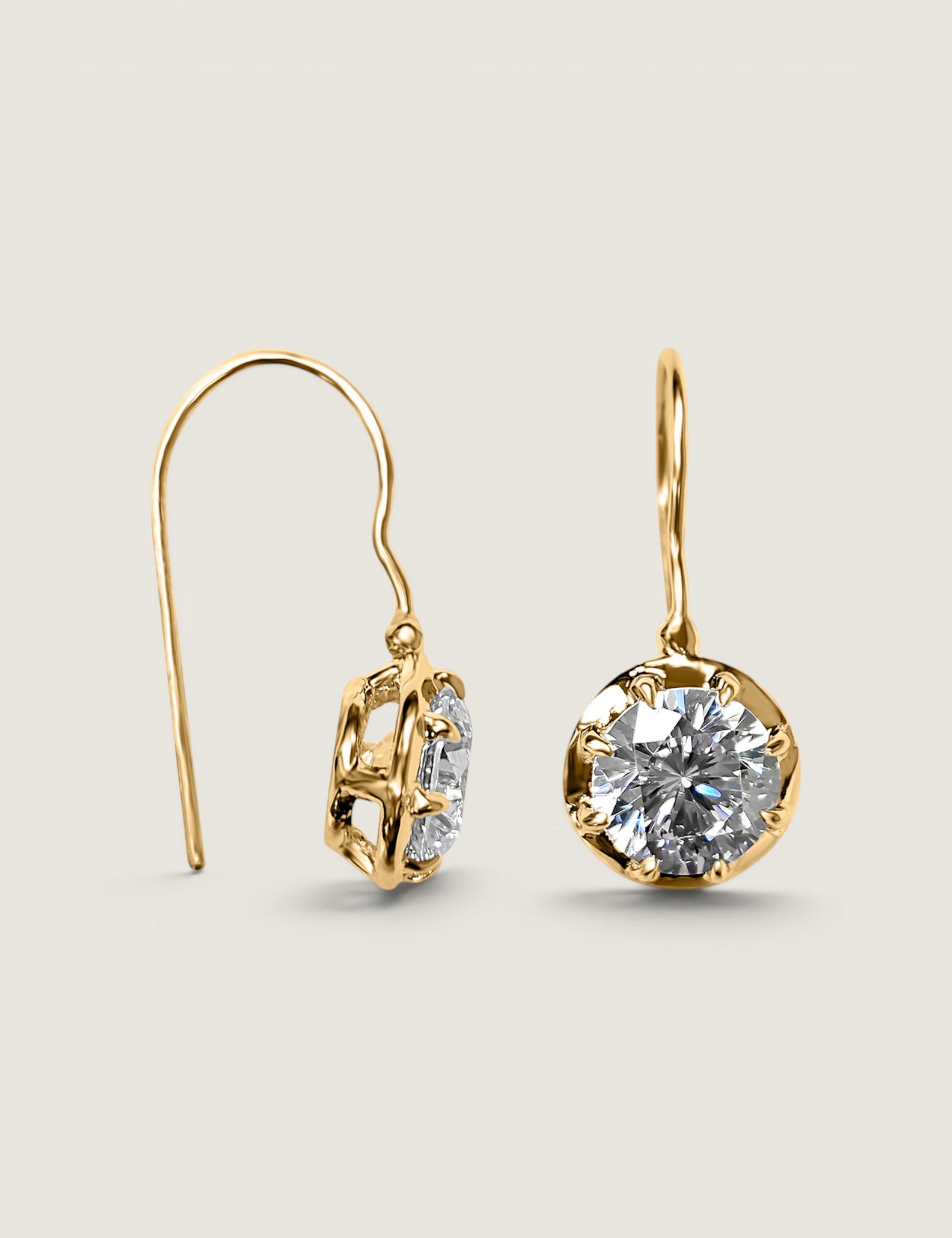 Solitaire Wire Drop Earrings