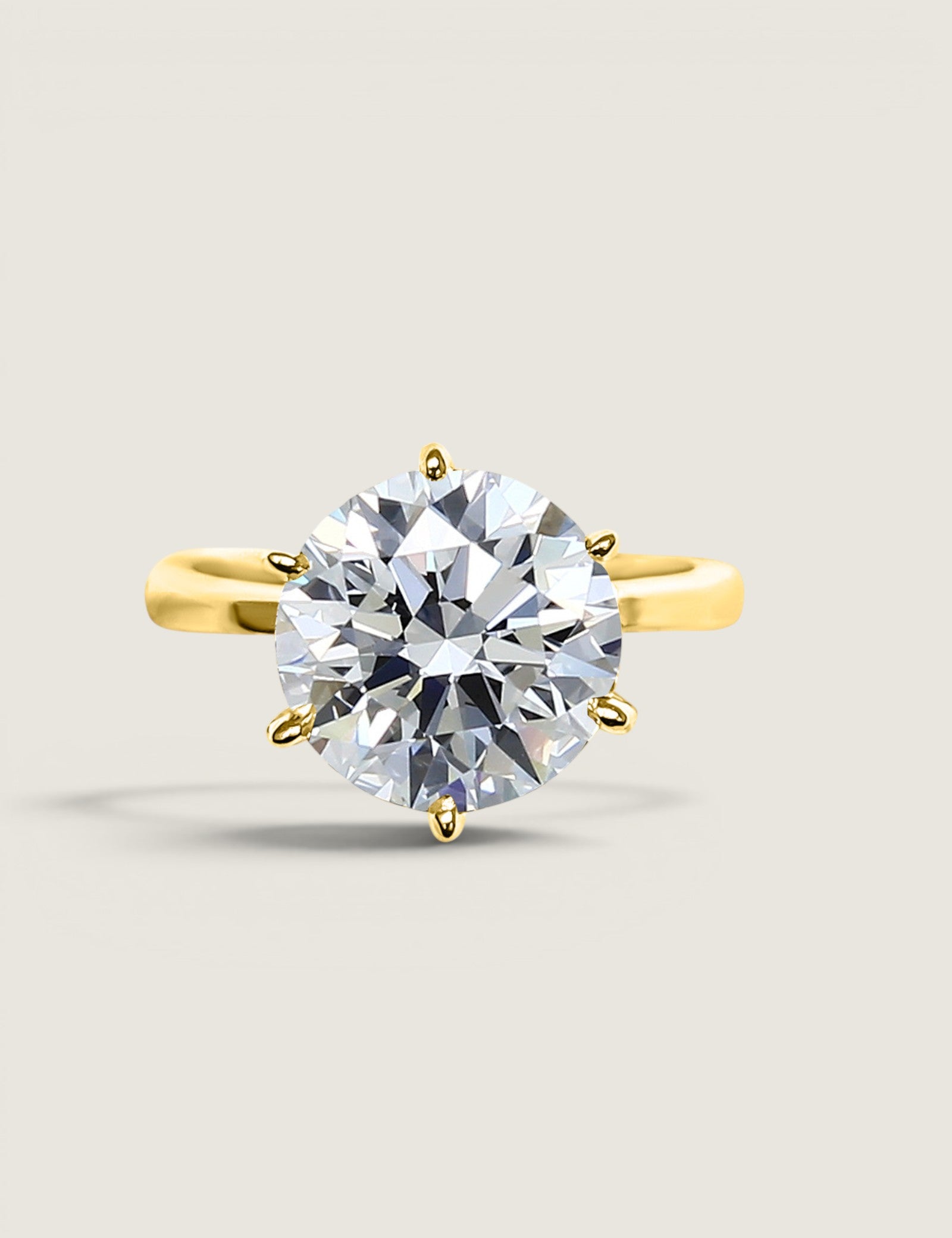 5ct Round Cut Solitaire Ring. Center stone size: 11mm 17166-10-CZ-14K