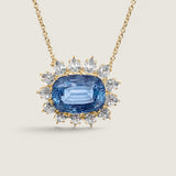 Aquamarine Halo Statement Necklace (28.4 TCW)