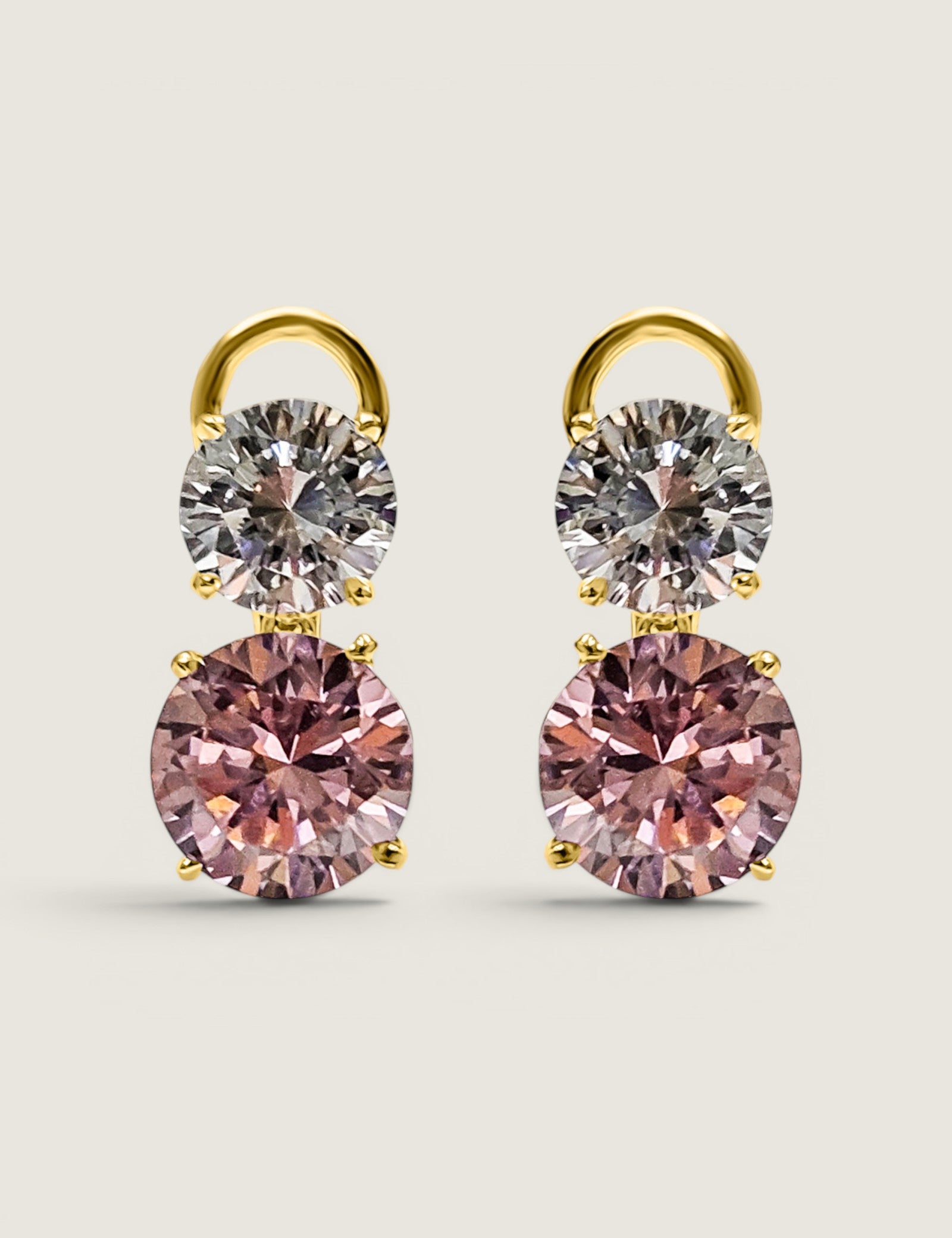 Round Pink Drop Earrings (12 TCW)
