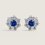 Sapphire Center Flower Stud Earrings (5.15 TCW)