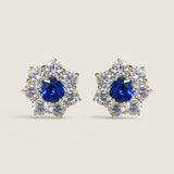 Sapphire Center Flower Stud Earrings (5.15 TCW)