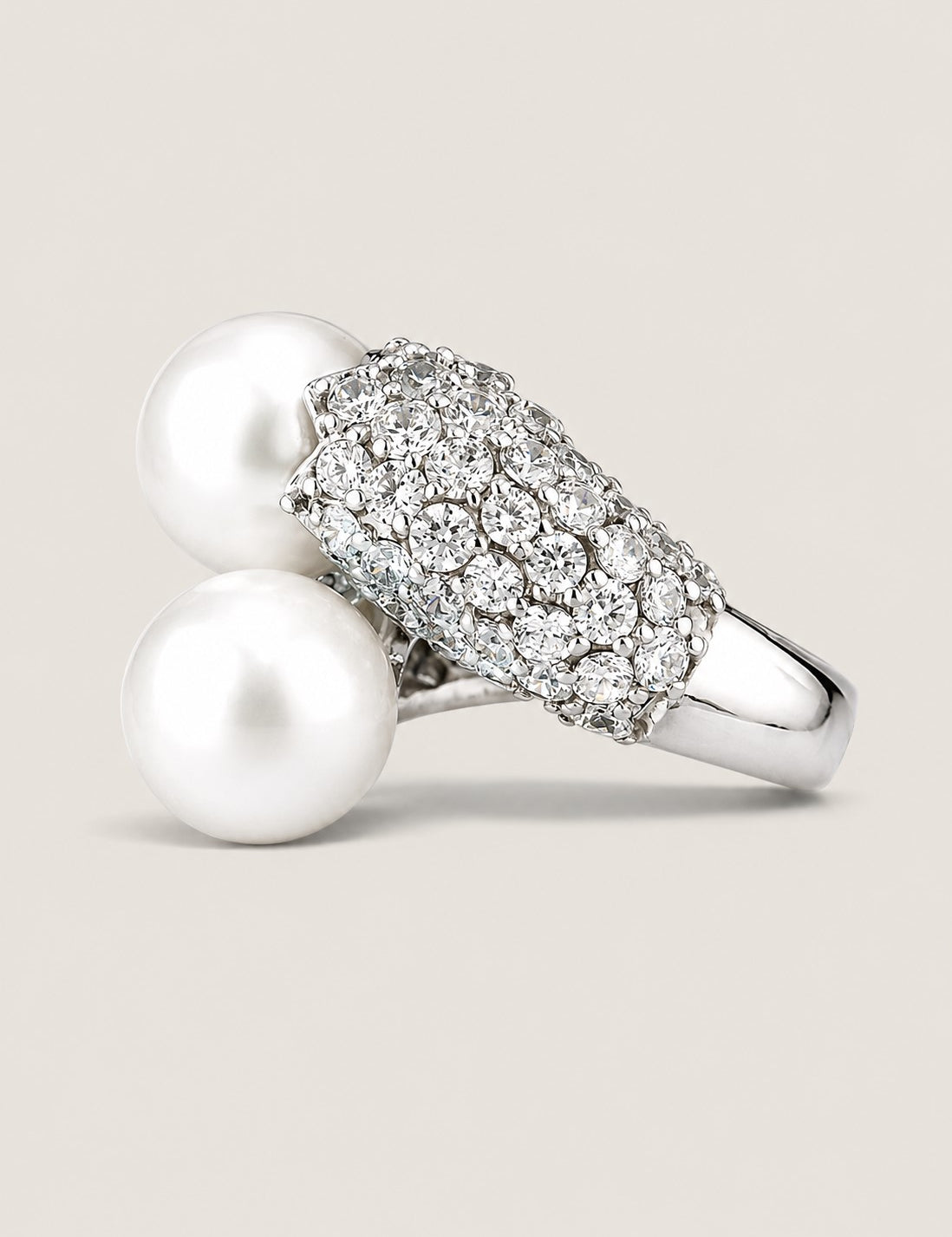 10mm Pearls in the Center with Pave set of 72 Round Cut stones of 5ct. F68-PL-CZ-14K