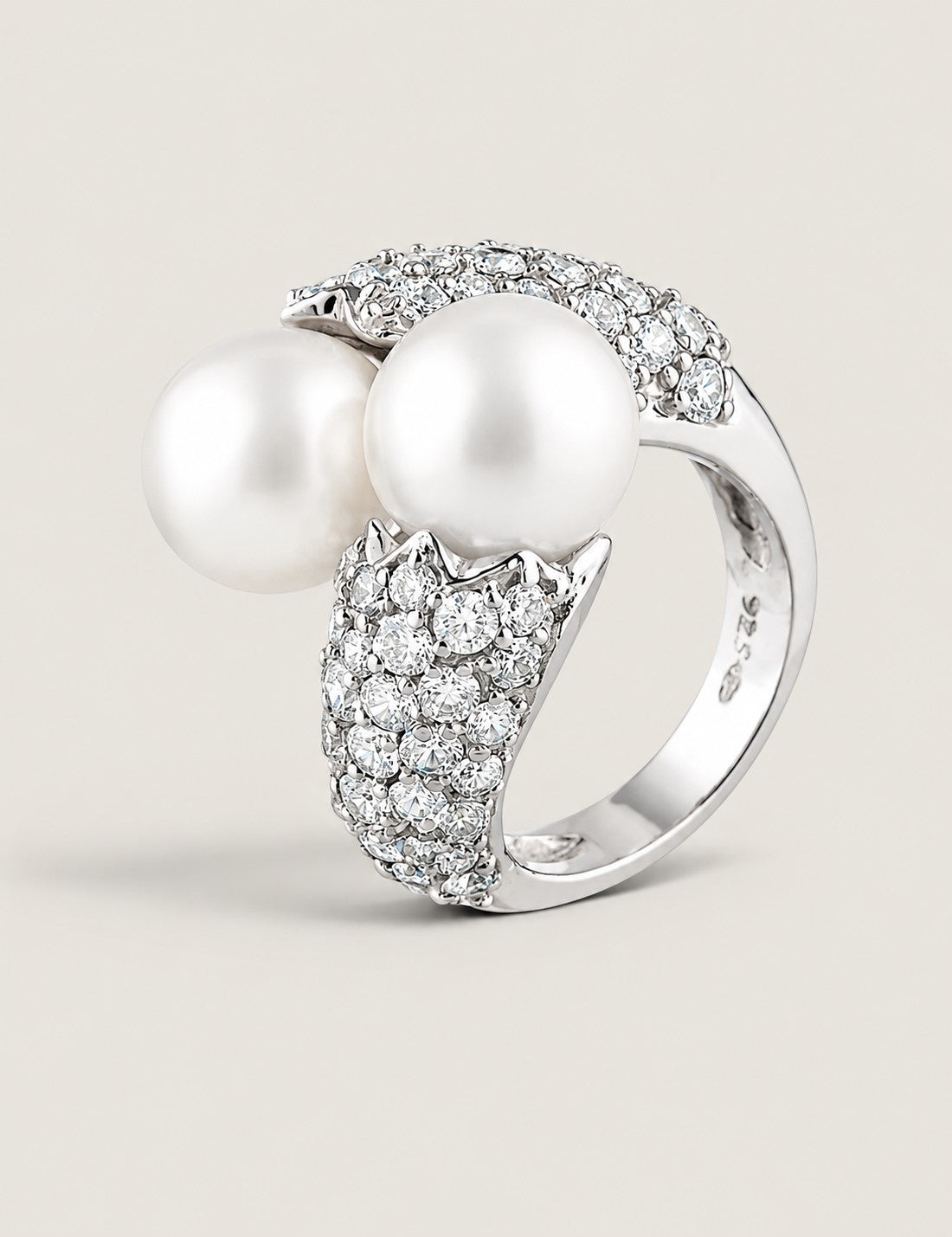 10mm Pearls in the Center with Pave set of 72 Round Cut stones of 5ct. F68-PL-CZ-14K
