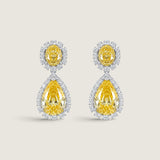 Regal Canary Halo Drop Earrings (33.5 TCW)