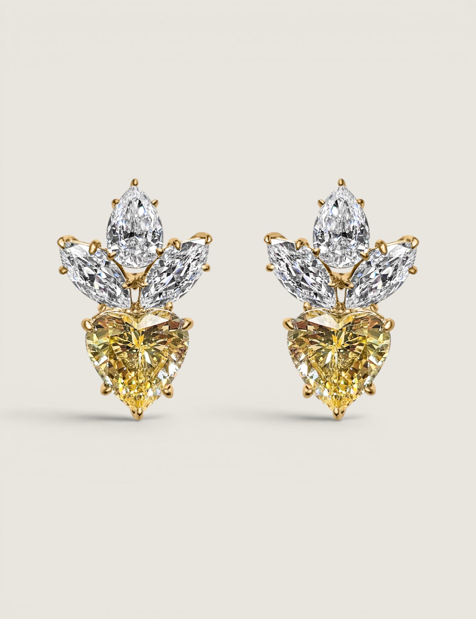 Canary Heart With Pear and Marquise Top (13 TCW)