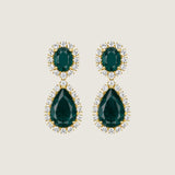 Regal Emerald Halo Drop Earrings 33.5 TCW)