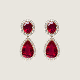 Regal Scarlet Halo Drop Earrings (33.5 TCW)