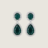 Regal Emerald Halo Drop Earrings 33.5 TCW)