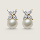 Marquise X Cluster with Pearl Drop Earrings (2 TCW)
