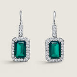 Lab Emerald and Micropave Drop Earrings (4.5 TCW)