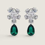 Large Flower Cluster with Emerald Pear Drop Earrings (38 TCW)