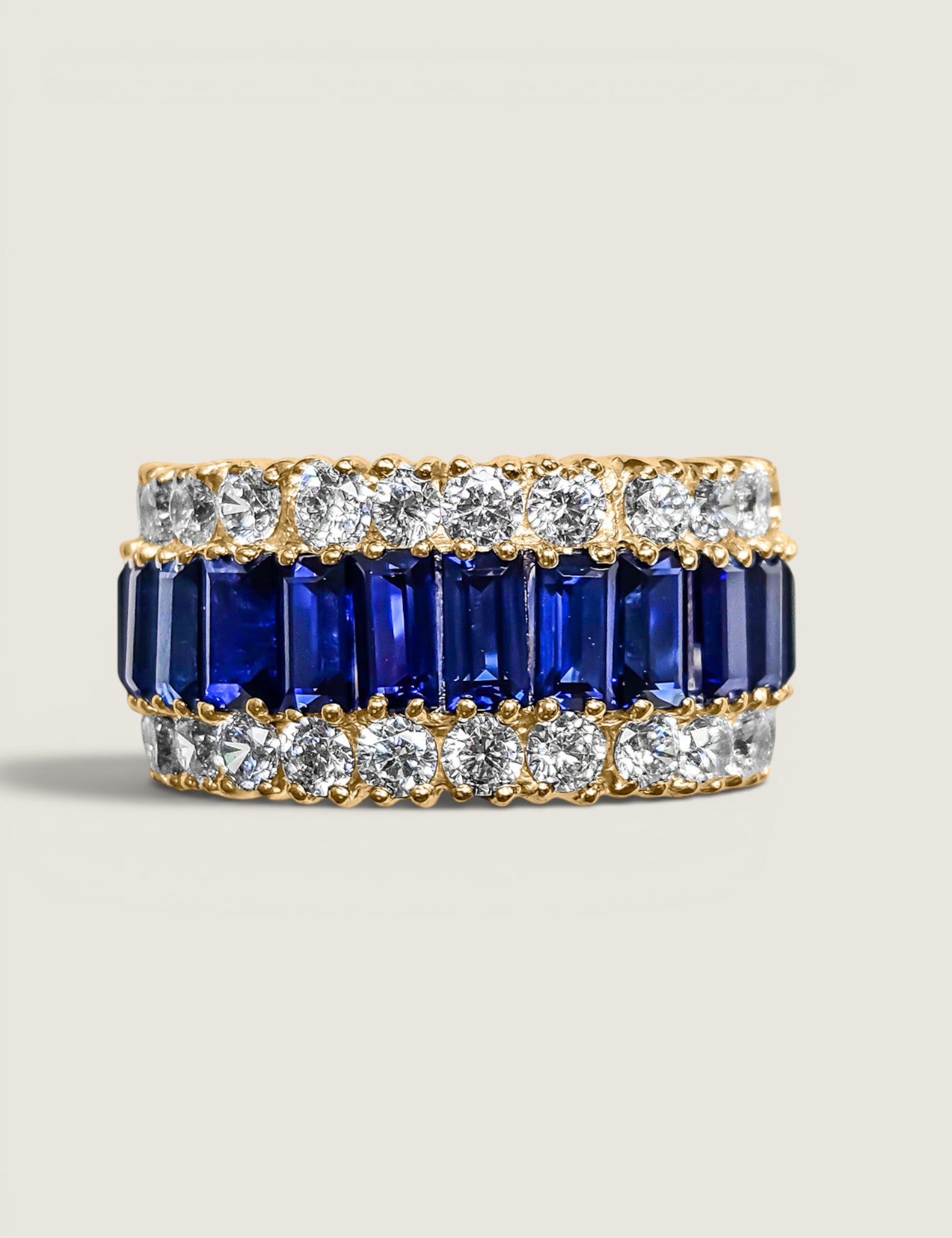 Royal Sapphire Baguette and Round Wedding Band (7.25TCW)