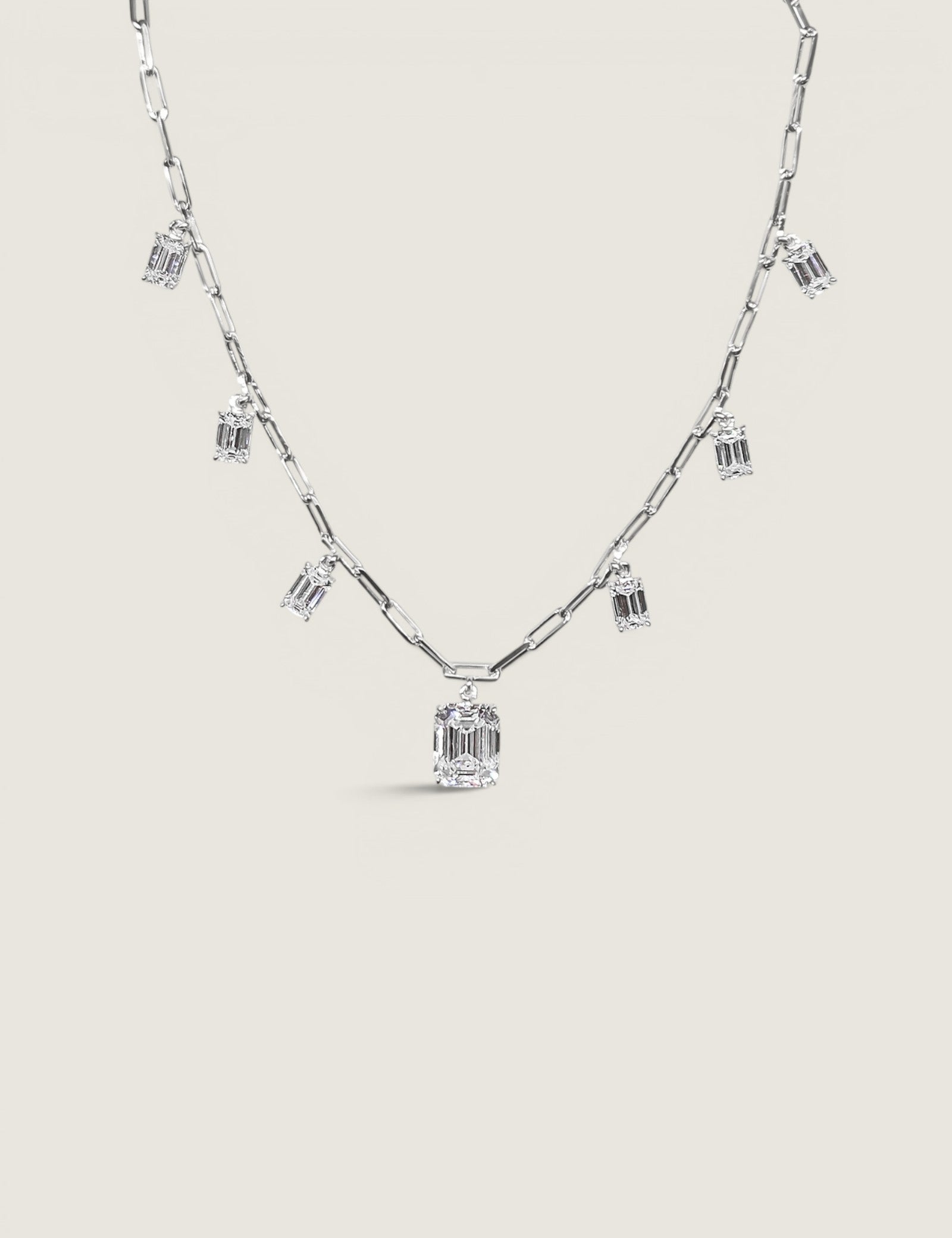 Cascade Emerald-Cut Paperclip Necklace (6.5 TCW)