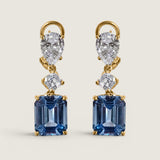 Pear, Square and Aqua Emerald Cut Drop Earrings