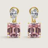 Luminous Pink Emerald-Cut Drop Earrings (17 TCW)