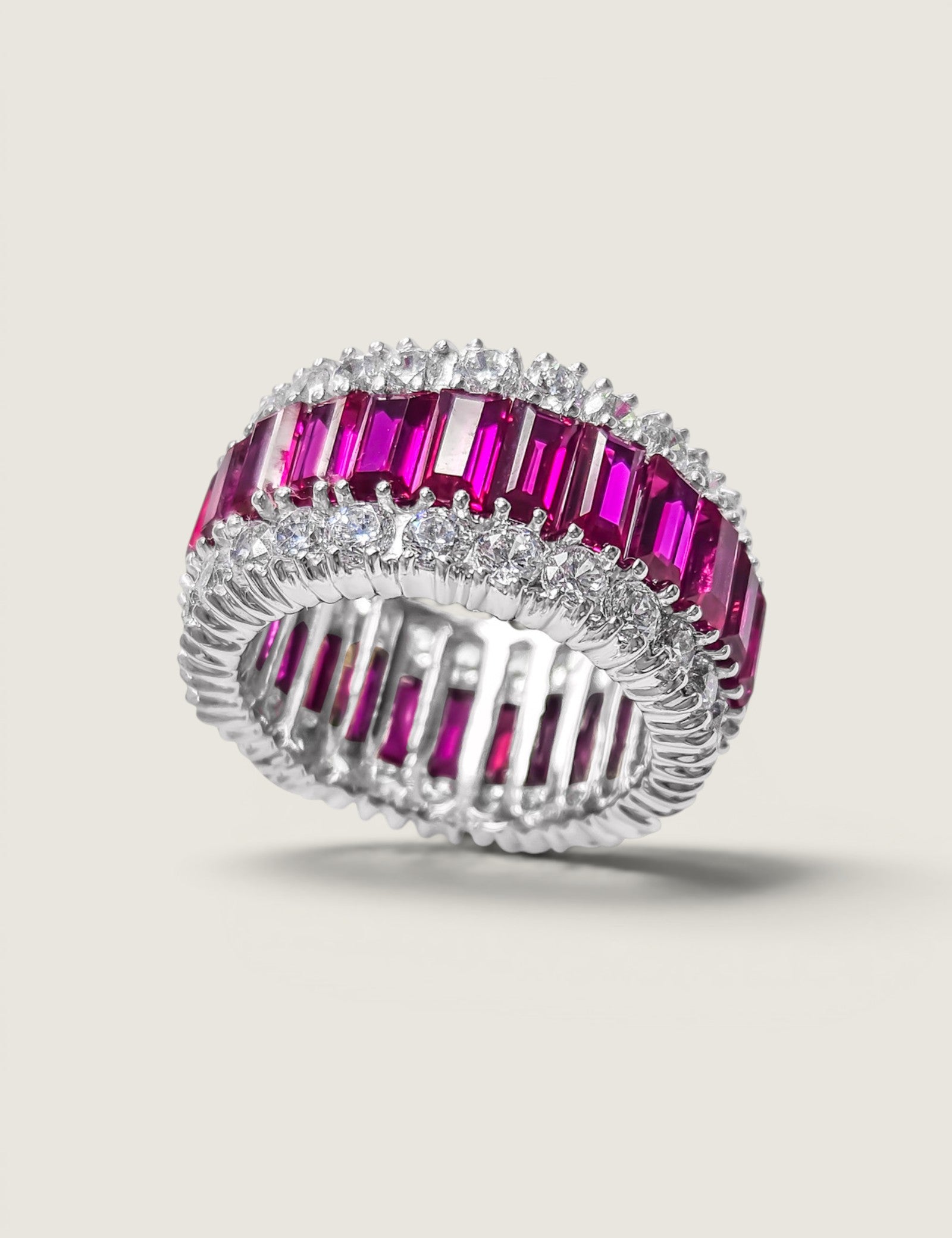 Ruby Baguette and Round Wedding Band (7.25TCW)