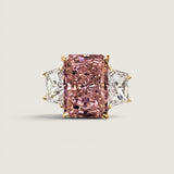 Pink Radiant-Cut and Trapezoid Three stone Ring (8 TCW)