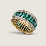 Emerald Baguette and Round Wedding Band (7.25TCW)