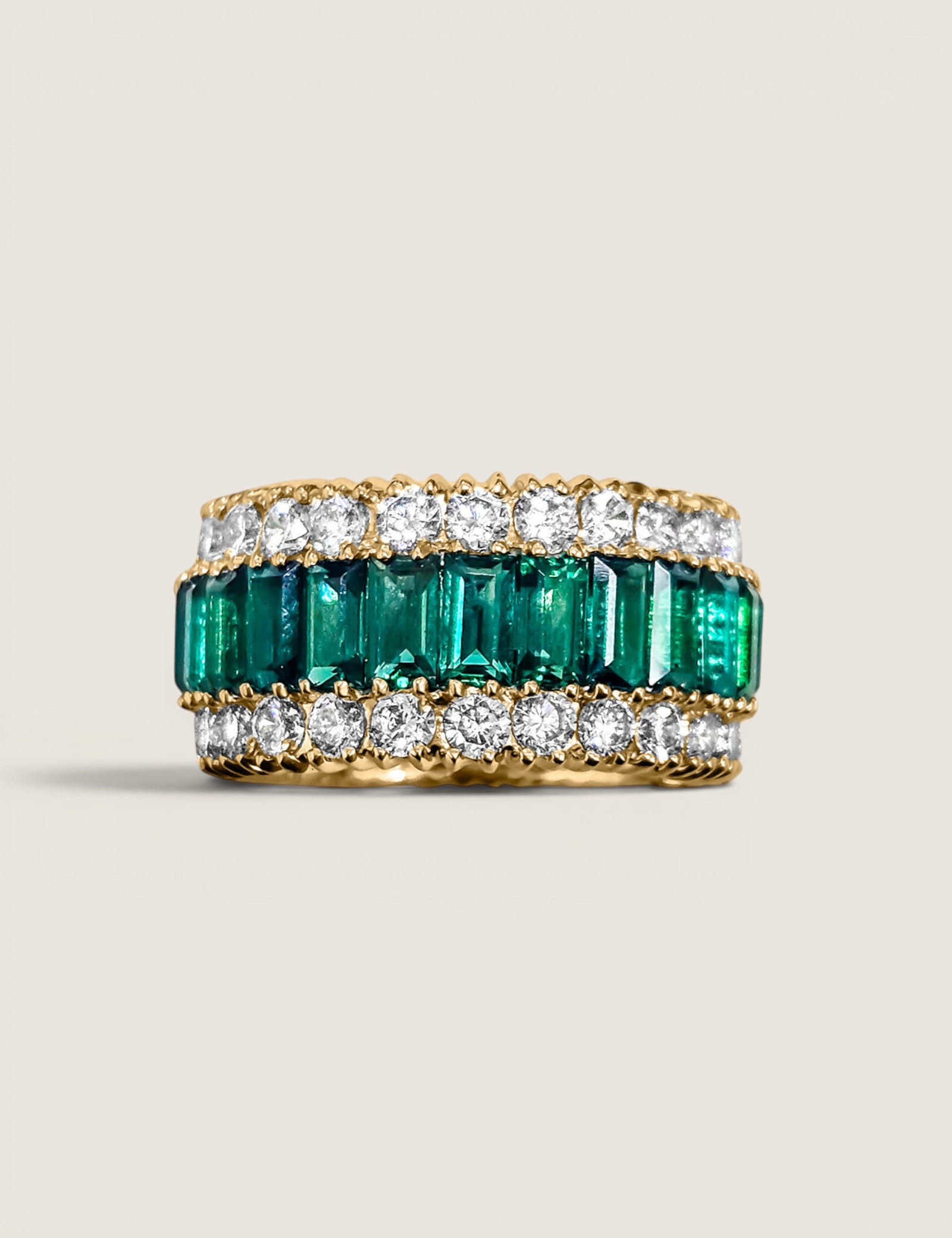Emerald Baguette and Round Wedding Band (7.25TCW)