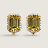18CT TDW CENTER EMERALD CUT STUD WITH PAVE (POST/CLIP) - EF1411/CAN/CZ
