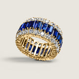 Royal Sapphire Baguette and Round Wedding Band (7.25TCW)