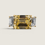 Large Emerald-Cut Canary East-West Ring with Shank Detail (12.5 TCW)