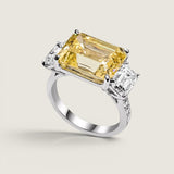 Large Emerald-Cut Canary East-West Ring with Shank Detail (12.5 TCW)