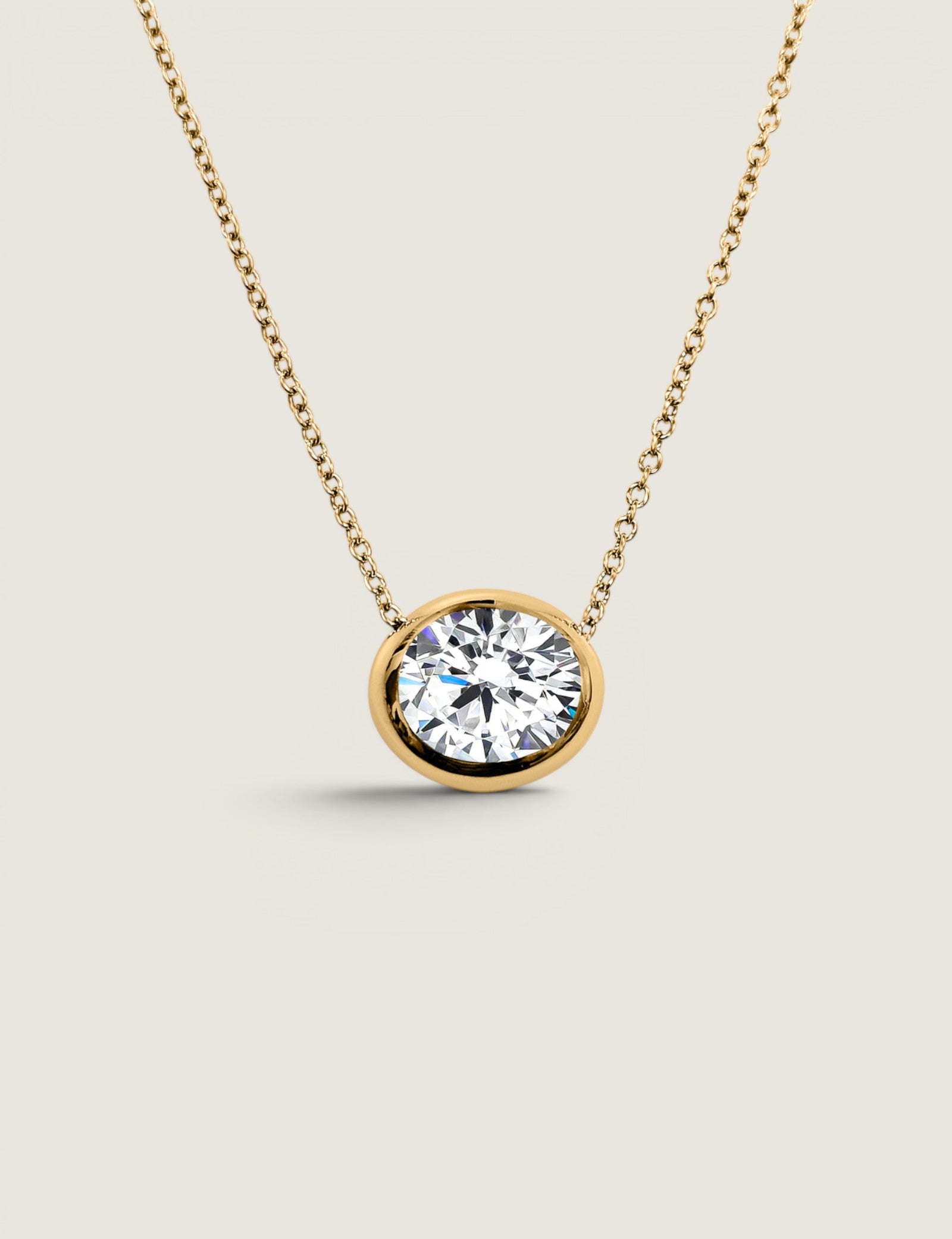 Bezel Set Oval Pendant Necklace (5 TCW)