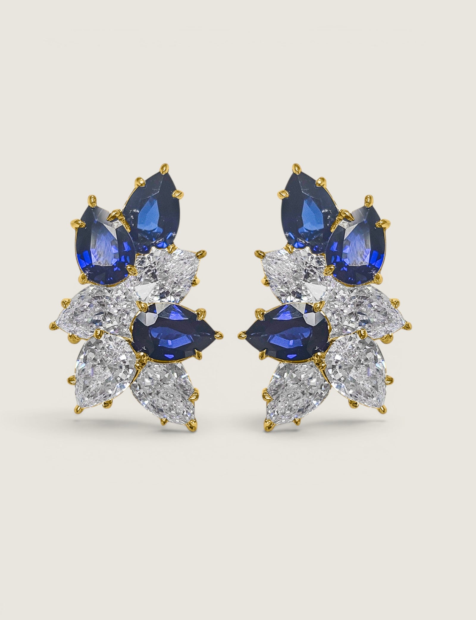 Sapphire Pear Cluster Earrings (28 TCW)