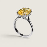 4CT (13x9mm) Canary Yellow Oval With Drop Halo