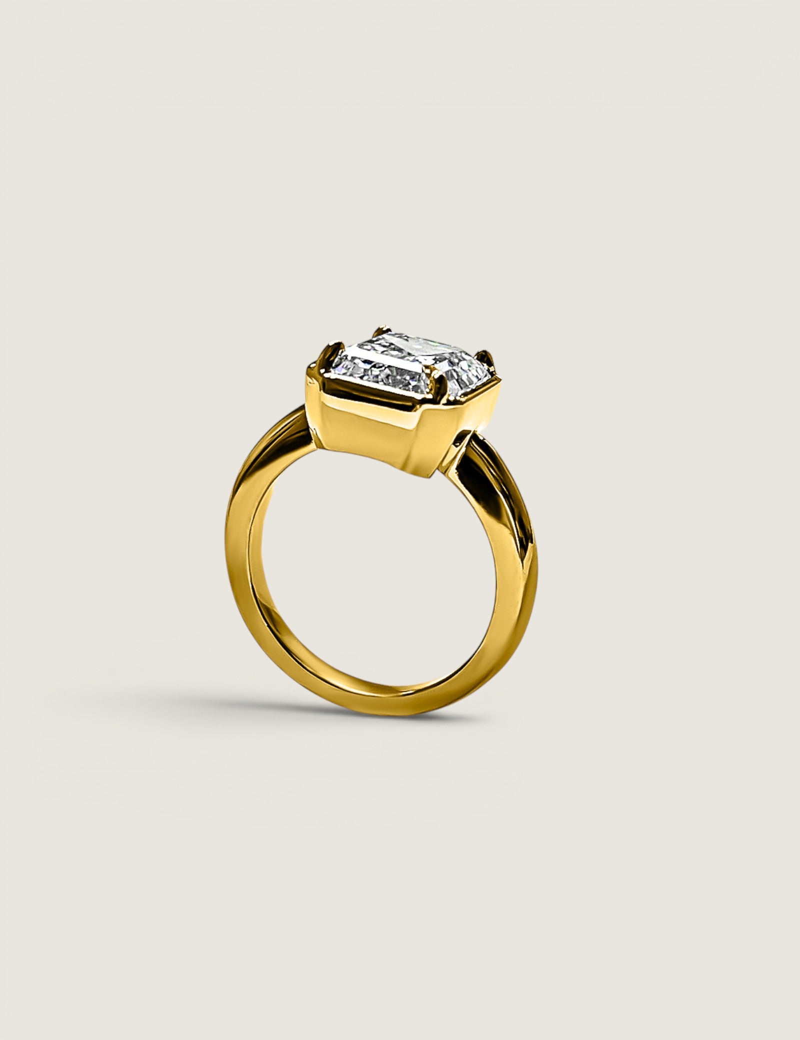 Bezel Set Emerald Cut Ring(5 TCW)