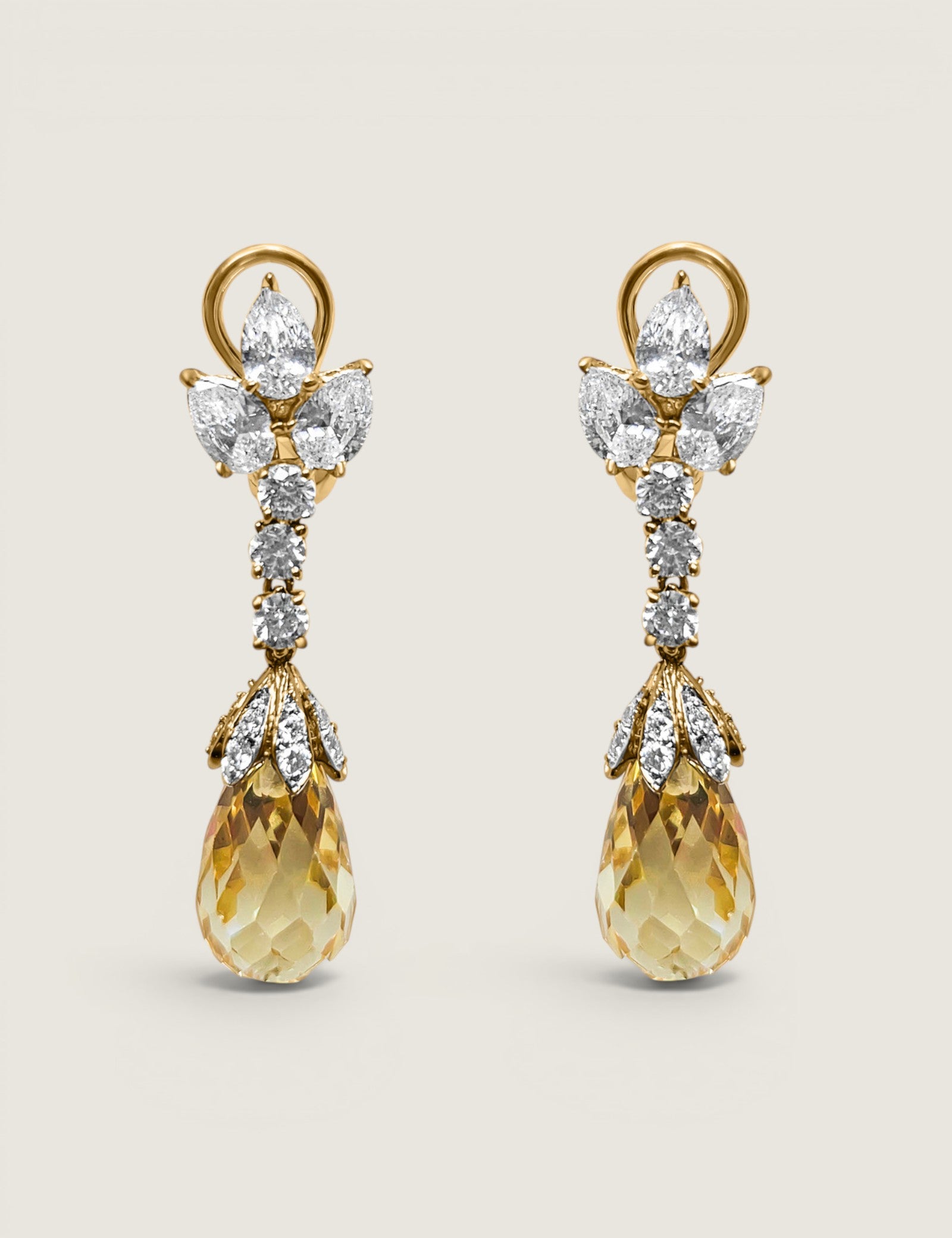 Canary Briolette Cluster Drop Earrings (10 TCW)