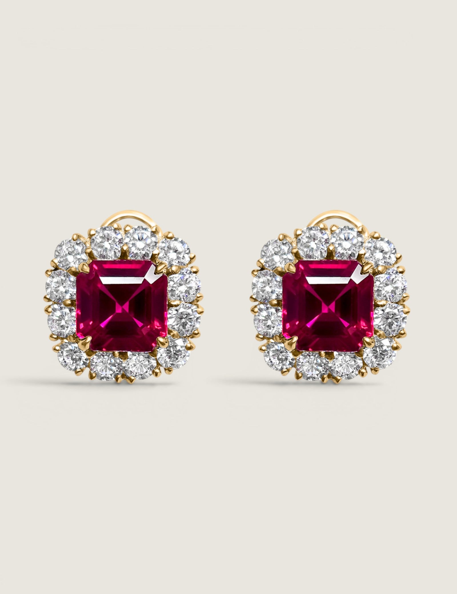 Ruby Square Halo Earrings (11.8 TCW)