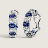 Sapphire and Clear Oval-Cut Hoop Earrings