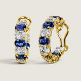 Sapphire and Clear Oval-Cut Hoop Earrings