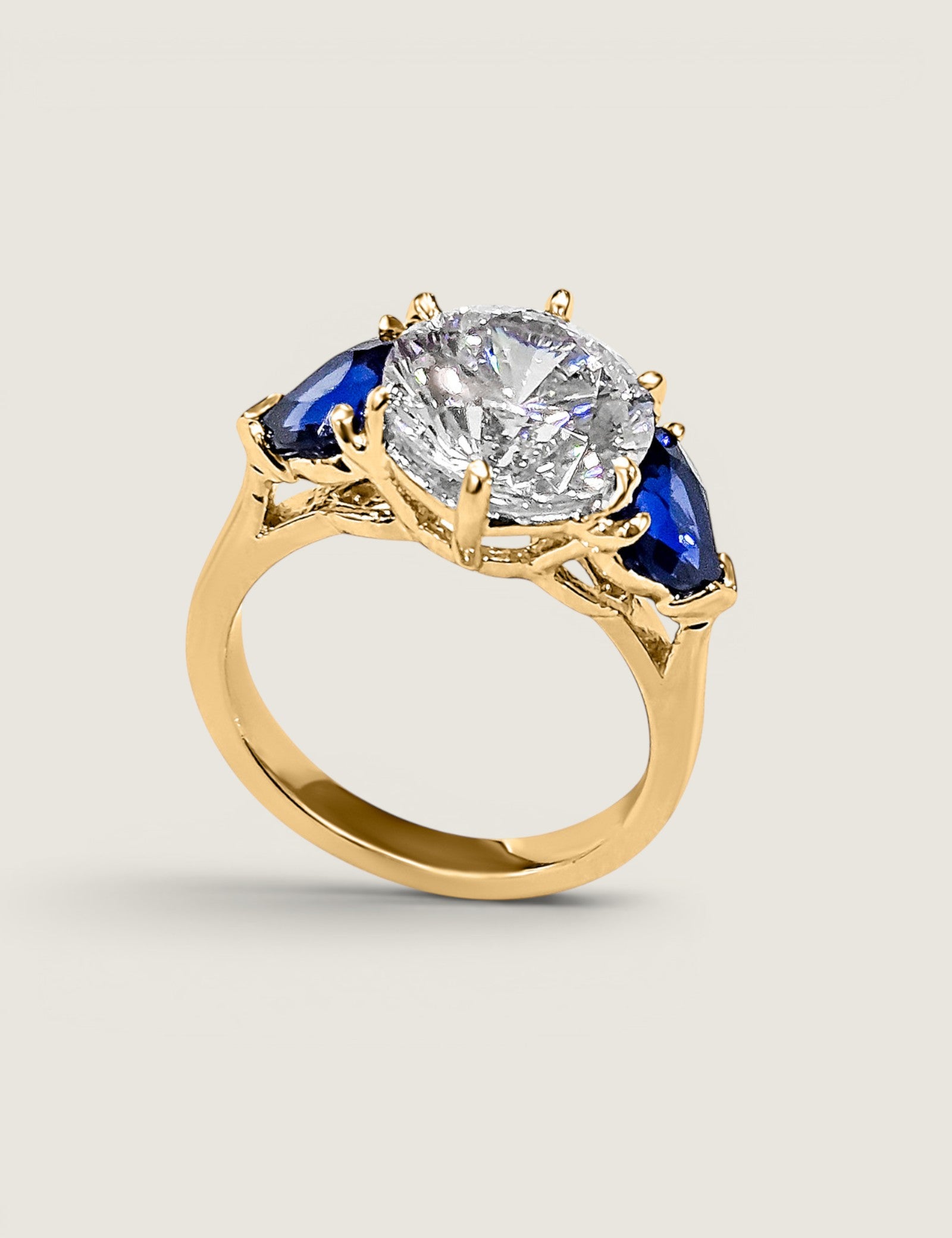 4CT SOLITAIRE WITH .70CT HEART SIDES - F1462-SAP-CZ-14KT