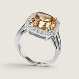 Coffee Asscher and Pave Ring
