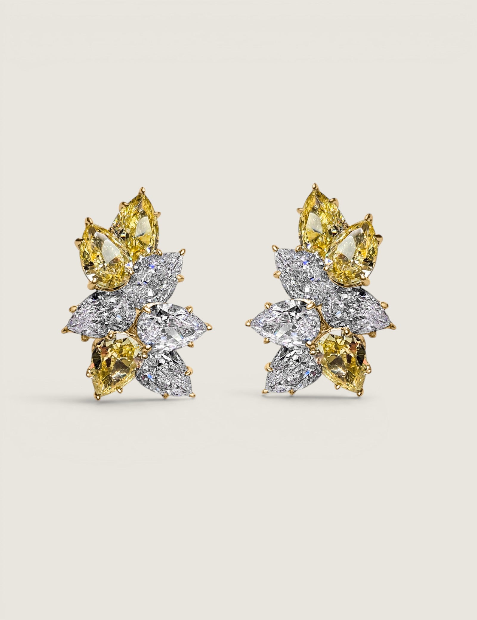 Canary Pear Cluster Earrings (28 TCW)