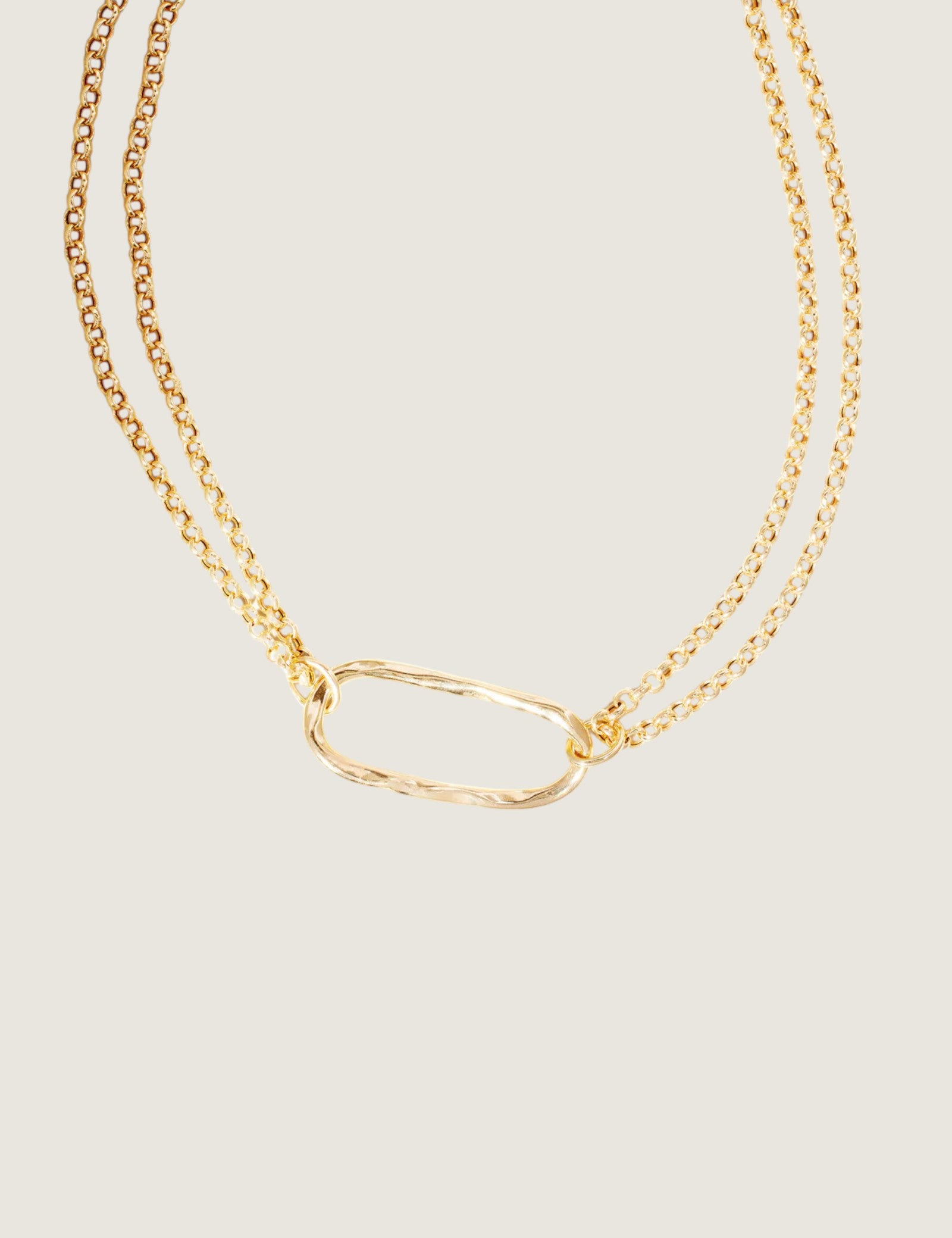 Open Oval Double Strand Rolo Necklace