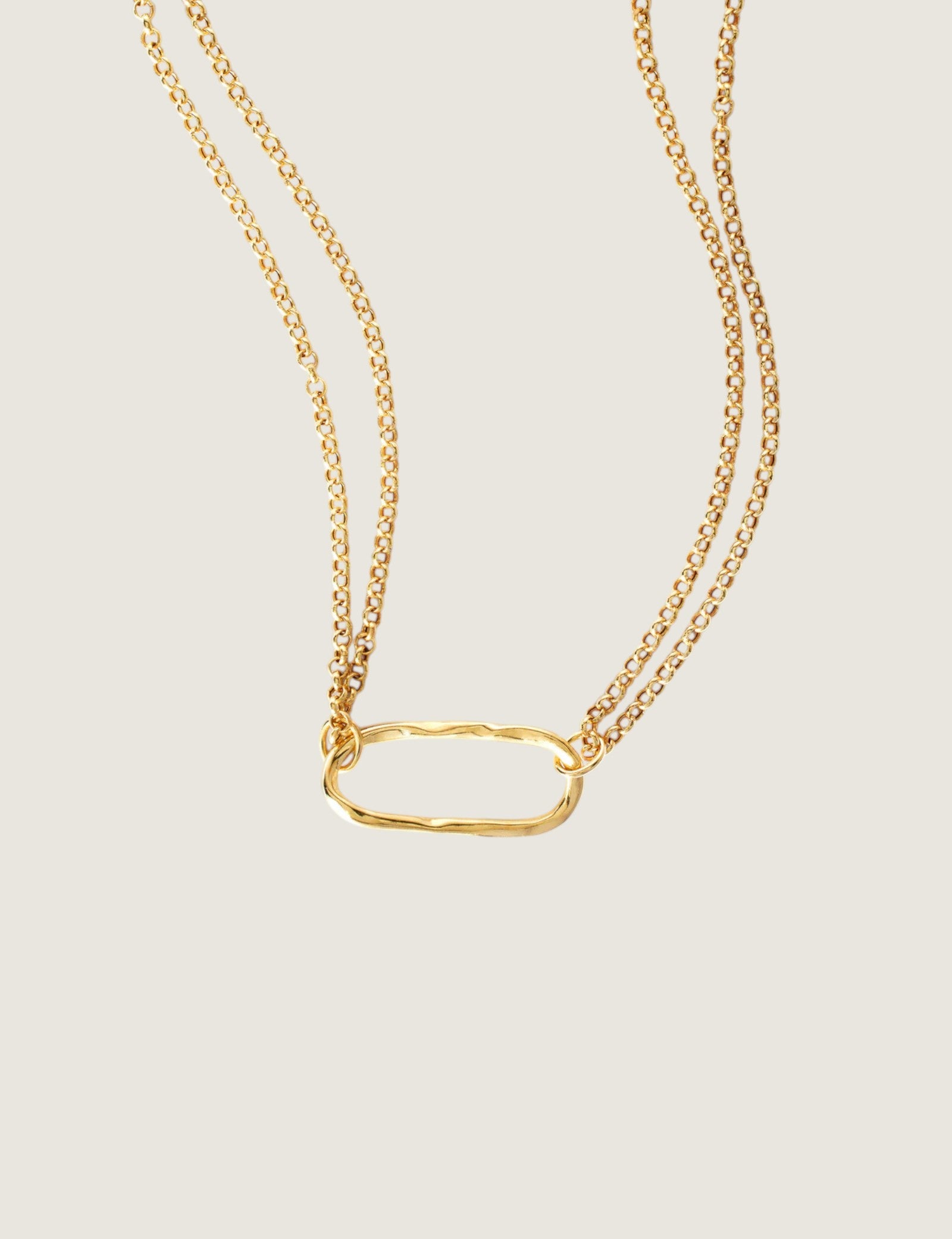 Open Oval Double Strand Rolo Necklace