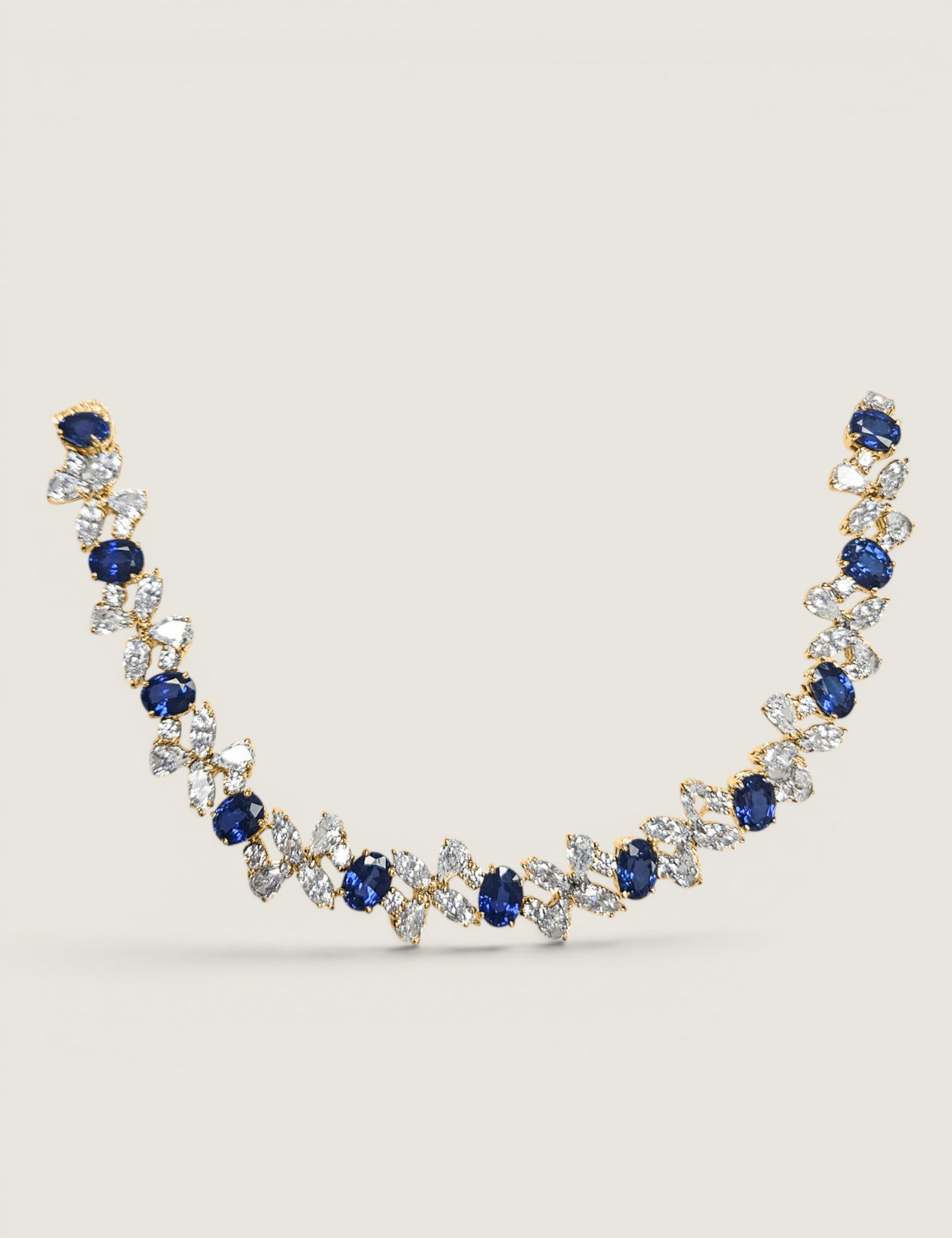 Sapphire Oval and Marquise Necklace