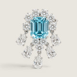 Emerald Cut Aquamarine and Pear Drop Brooch