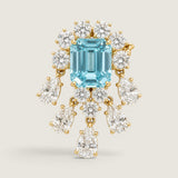 Emerald Cut Aquamarine and Pear Drop Brooch