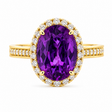Oval Amethyst Micropave Halo Ring (4.75 TCW)