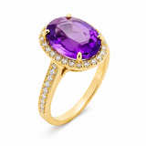Oval Amethyst Micropave Halo Ring (4.75 TCW)