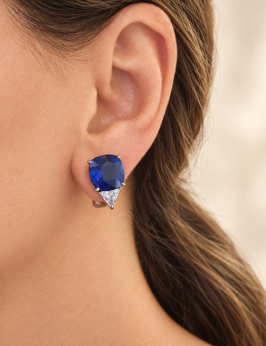 Sapphire Cushion Studs with Trillion Bottoms (22.2 TCW)