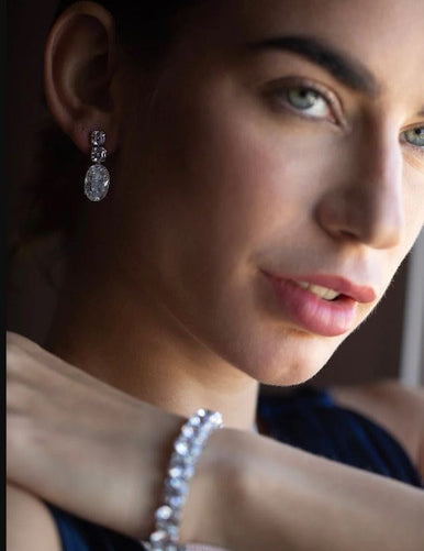 Double Asscher with Oval Drop Earrings (12 TCW)
