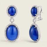 Sapphire Cabochon Halo Drop Earring